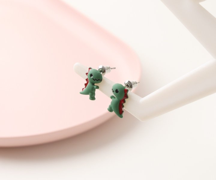 Dinosaur Earrings - green